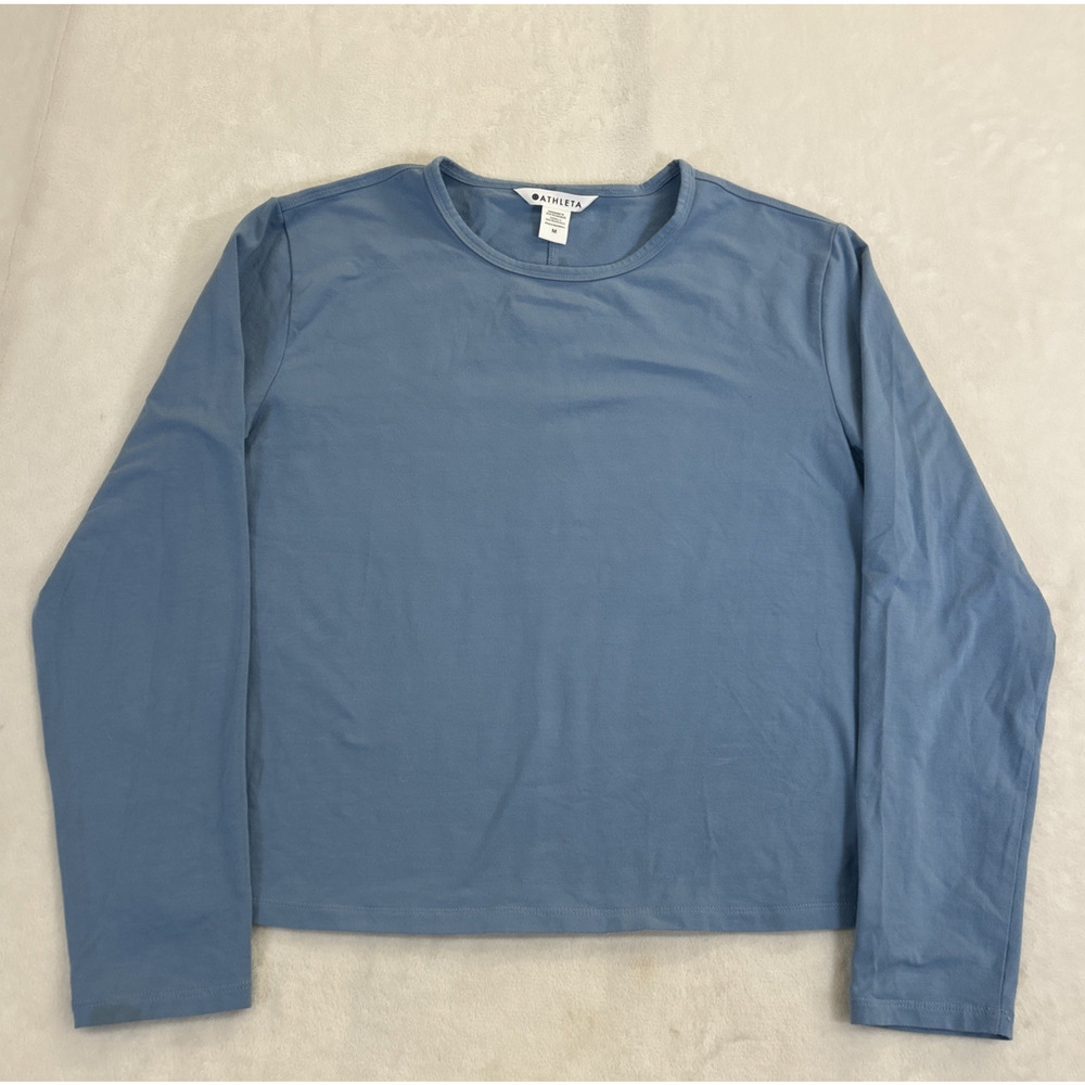 Athleta Outbound Top Shirt Long Sleeve Cotton Stretch Blue Womens Medium M
